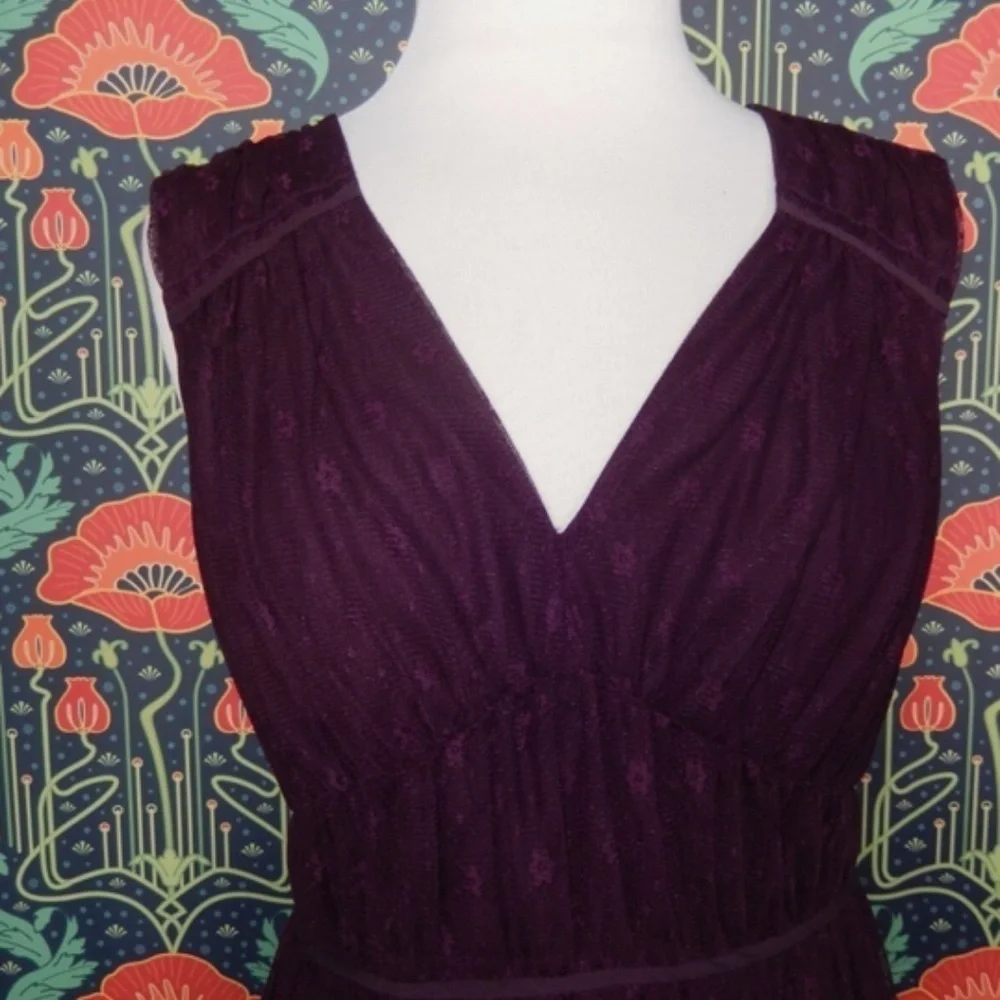 Draper James Margo Eggplant Purple Tiered Tulle Cocktail Dress XS